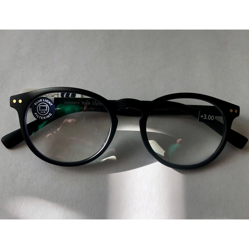 NEW Black Rumor Peepers Round Reading Glasses +3.00